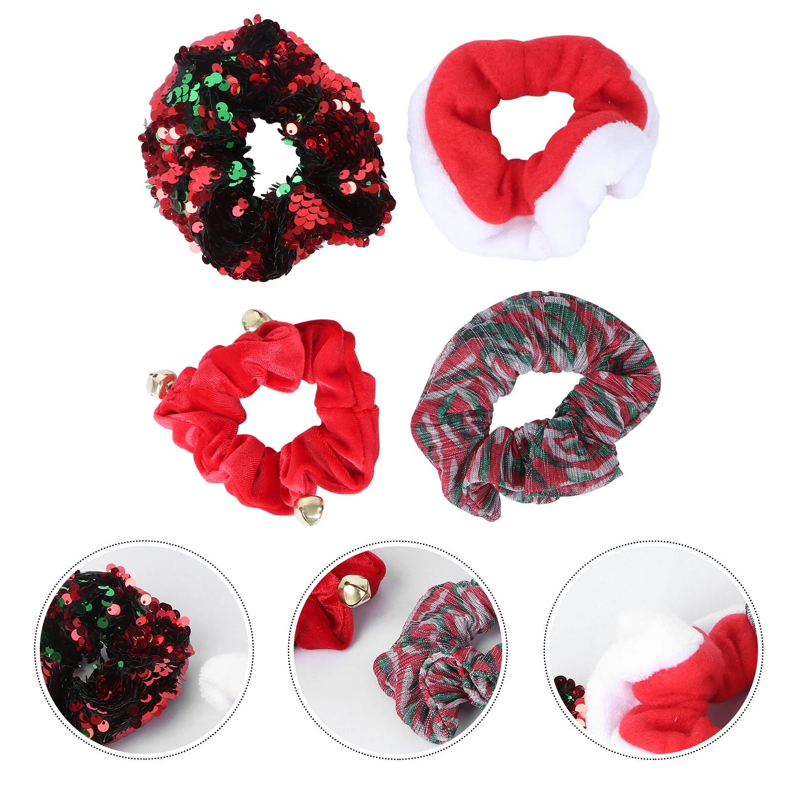 Kesenlong hair tie 4pcs Christmas Hair Ties Fashion Hair Rings Festive Ponytail Tie Chic Hair Ban... | Walmart (US)