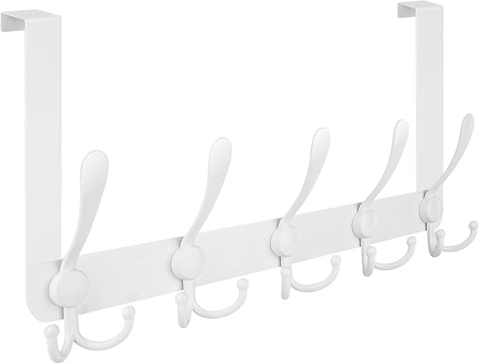 TICONN Over The Door Hooks, 5 Heavy Duty Tri Coat Rack All Metal Coat Hanger for Bathroom Bedroom... | Amazon (US)