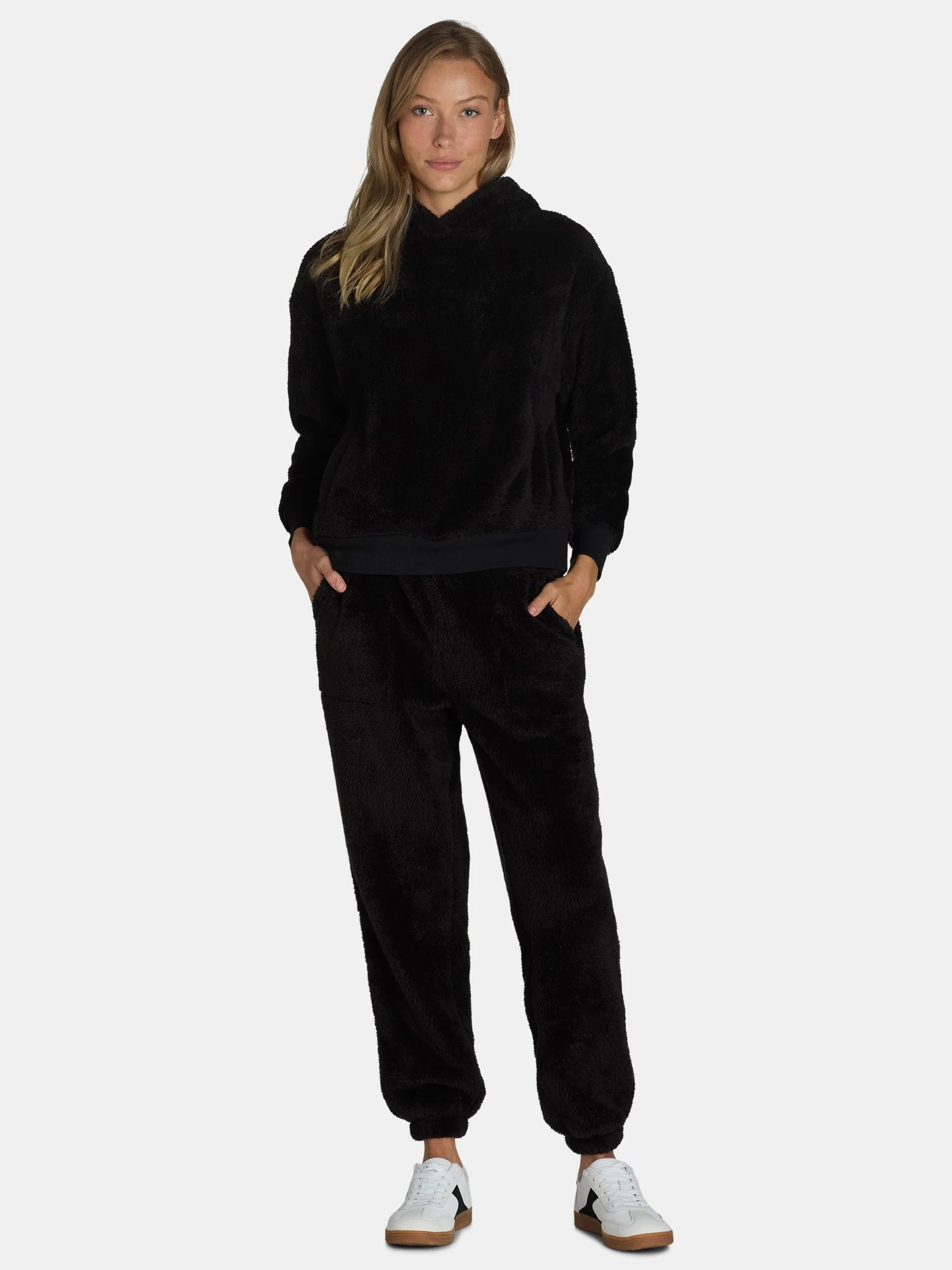 Time and Tru Women's Teddy Fleece Hoodie and Joggers Set, 2-Piece, Sizes XS- XXXL | Walmart (US)