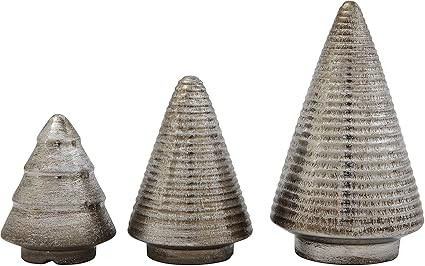 Creative Co-op Silver Metallic Glazed Terracotta (Set of 3 Sizes) Tree Figurine | Amazon (US)
