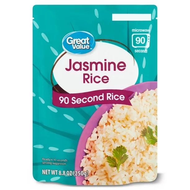 Great Value Jasmine Rice 90 Second Pouch, 8.8 oz | Walmart (US)