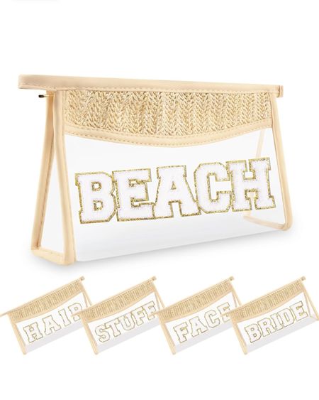 Beach makeup bag with letter patch logo perfect for a beach vacation! Suitable for snacks, cosmetics, or travel essentials. 

Her Current Obsession, travel essentials, beach bag, makeup bag, toiletry bag, Amazon finds

#LTKTravel #LTKItBag #LTKFindsUnder50