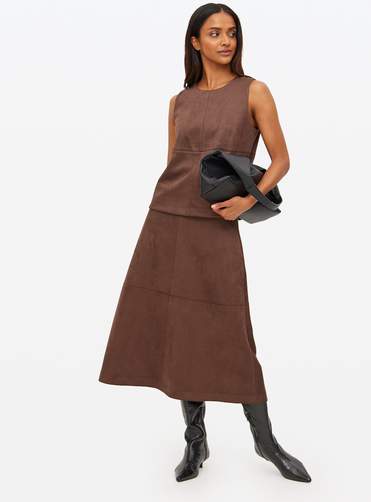 Brown Faux Suede Co-ord Midaxi Skirt | Tu Clothing