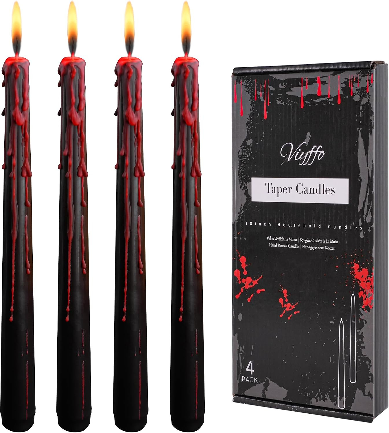 Viyffo Black Drip Taper Candles, 10 Inch Vampire Blood Bleeding Candles | Amazon (US)