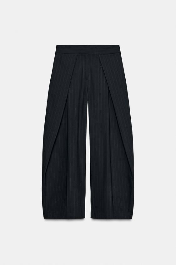 PLEATED WIDE LEG PINSTRIPE PANTS ZW COLLECTION | Zara US