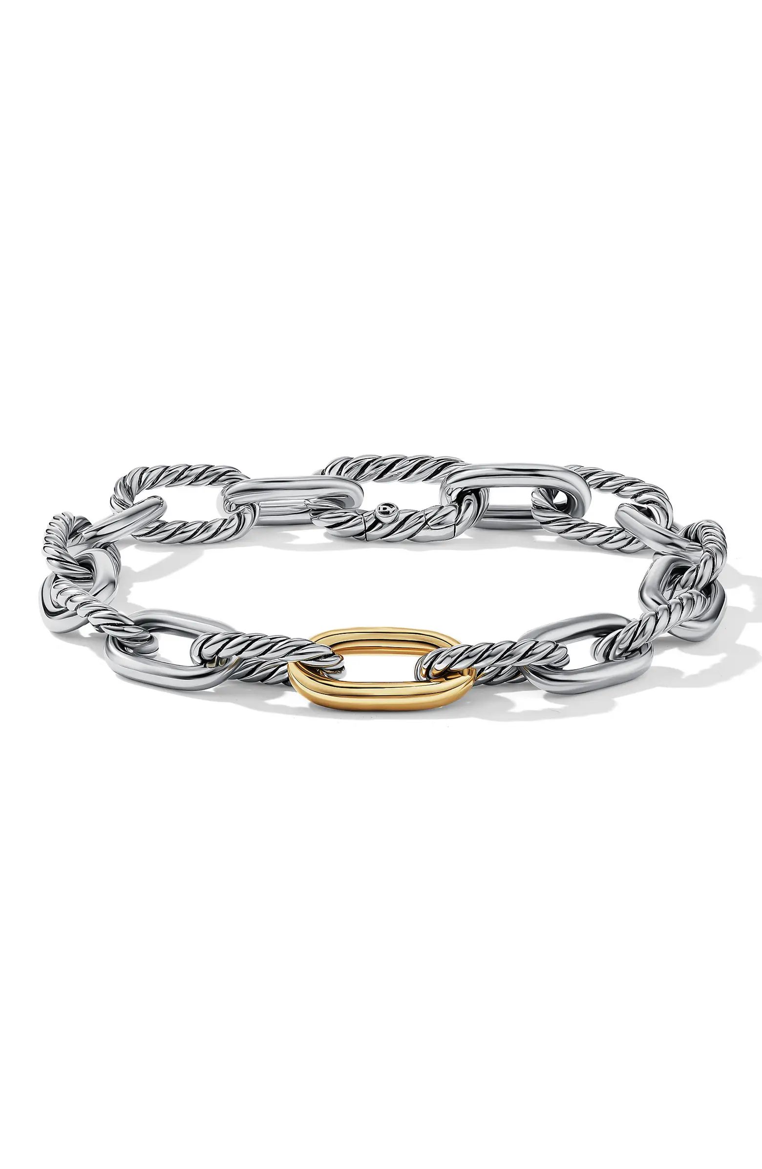 DY Madison Chain in Sterling Silver with 18K Gold Bracelet, 8.5mm | Nordstrom