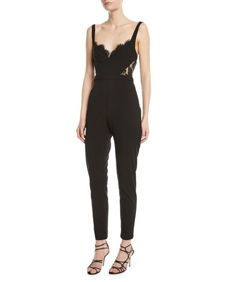 The Millie Lace-Side Cami-Top Fitted Jumpsuit | Neiman Marcus