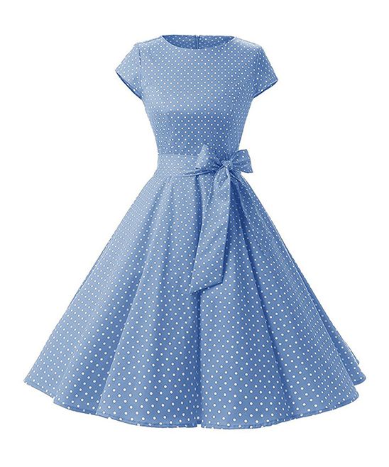 Red Love Women's Casual Dresses BLUE - Blue Polka Dot Fit & Flare Dress - Women | Zulily