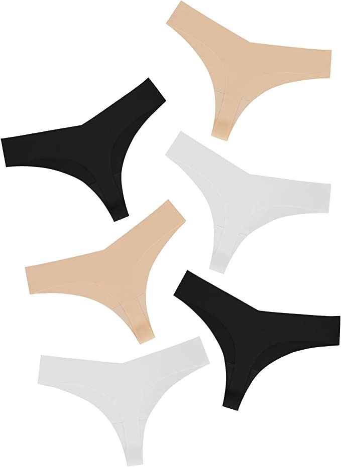 DEANGELMON Seamless Thongs for Women No Show Thong Underwear Women Comfortable Multiple Pack | Amazon (US)