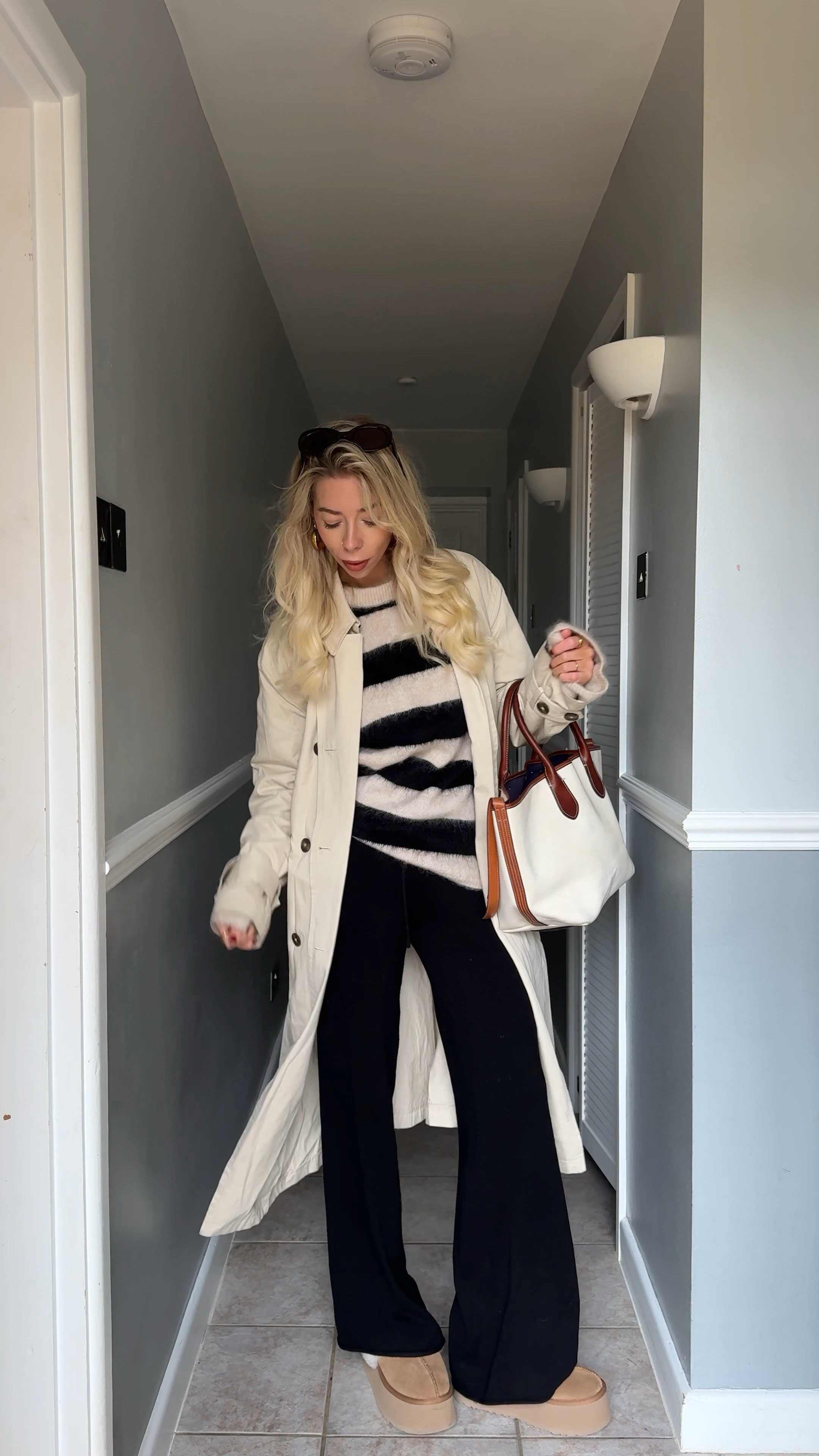 Autumn outfits, transitional outfit, Pull and Bear, ASOS, H&M, tailored trousers, Ugg, jumper, trench coat, Adidas trainers, tote bag, casual style, bomber jackett

#LTKautumn #LTKstyletip #LTKuk