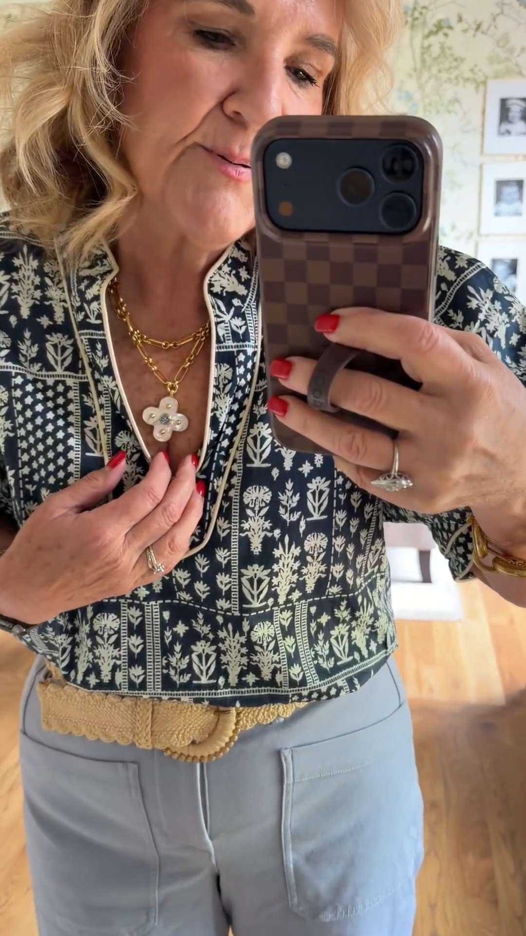 This embroidered top is such a standout piece, and I love pairing it with light blue pants, a woven belt, comfortable clogs, and my favorite Julie Vos jewelry. The combination feels polished, effortless, and easy to wear. 🫶🏻 

 #LTKootd #LTKOver40 #LTKSaleAlert