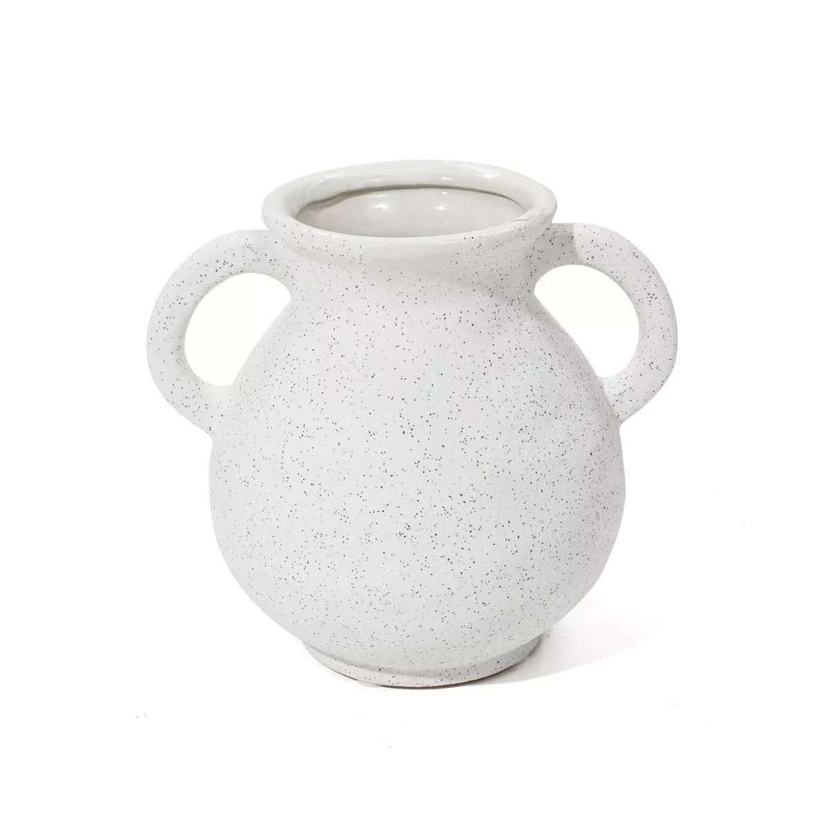 LuxenHome White Ceramic Jug Round Vase with Two Handles | Target