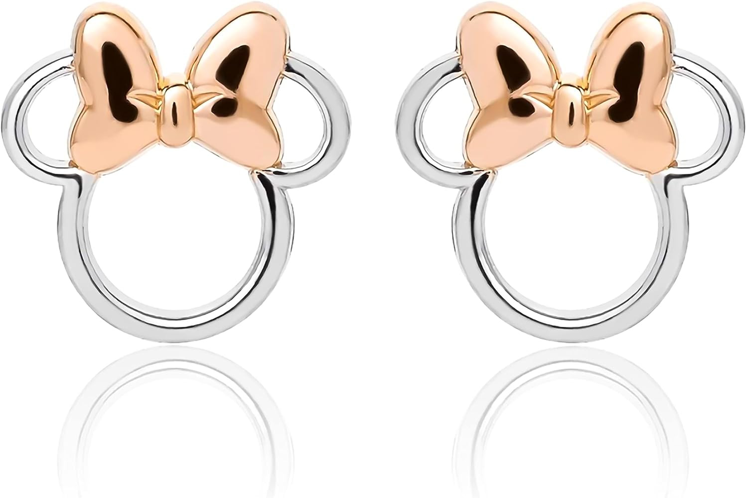 Disney Minnie Mouse Jewelry, Minnie Silhouette Stud Earrings, Two Tone, Sterling Silver | Amazon (US)