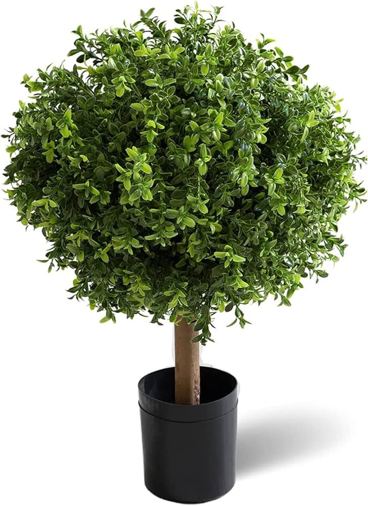 TREC 26 Inch Tall Boxwood Ball-Shaped Artificial Topiary W/Pot Indoor/Outdoor, Patio Decor Home D... | Amazon (US)
