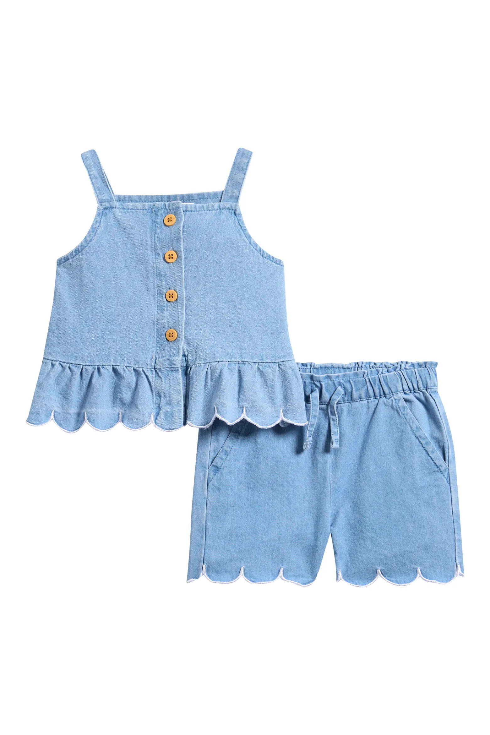 Scalloped Chambray Tank & Shorts Set (Women) | Nordstrom | Nordstrom