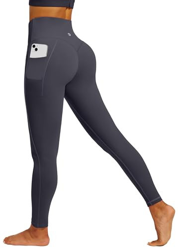 IUGA Hidden Scrunch Butt Lifting Leggings for Women Compression Gym Leggings with Pockets Booty Workout Yoga Pants Tummy Control Dark Grey | Amazon (US)
