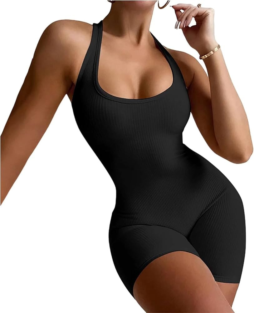 EOJN Women's One Piece Short,Catsuit Bodycon Sleeveless Tank,Jumpsuits Rompers Playsuit | Amazon (US)