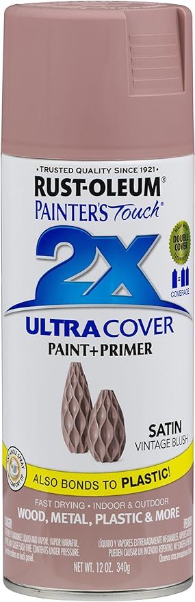 Rust-Oleum 299887 Painter's Touch 2X Ultra Cover Spray Paint, 12 oz, Satin Vintage Blush | Amazon (US)
