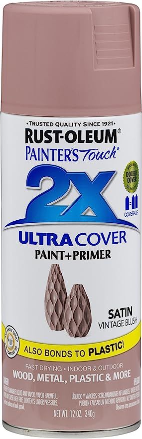 Rust-Oleum 299887 Painter's Touch 2X Ultra Cover Spray Paint, 12 oz, Satin Vintage Blush | Amazon (US)