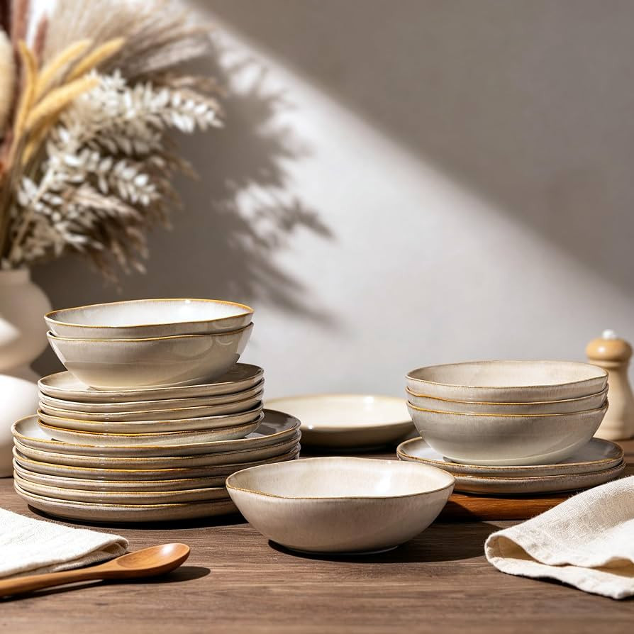 AmorArc Ceramic Dinnerware Sets for 4, 12Pcs Plates and Bowls Sets Dishes | Amazon (US)