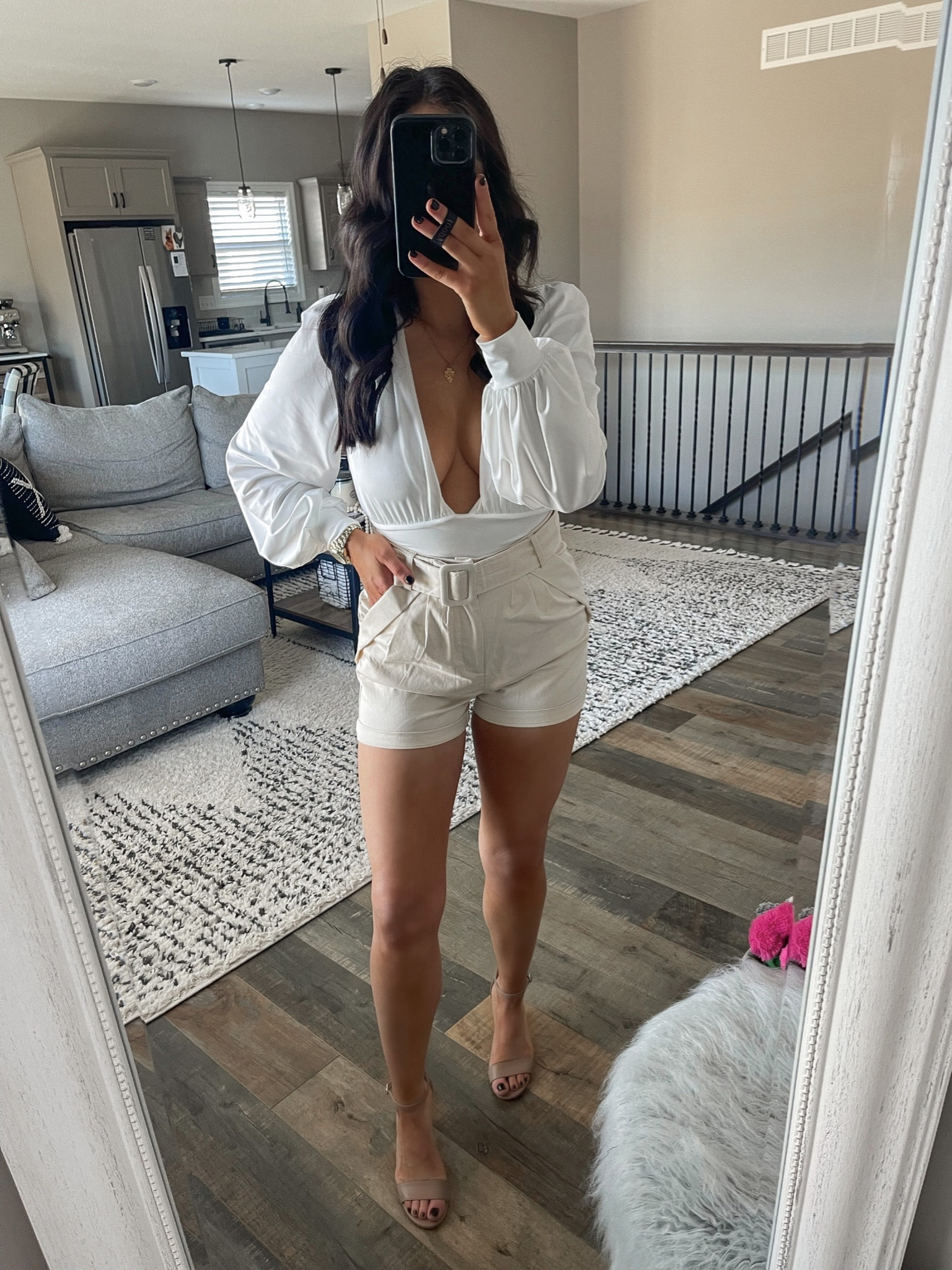 beach vacation outfit ☀️🏖

Bodysuit — small
Shorts — xs

Pleated shorts outfit | low cut bodysuit outfit | deep v bodysuit outfit | resort wear | nude heels 



#LTKunder100 #LTKstyletip #LTKunder50