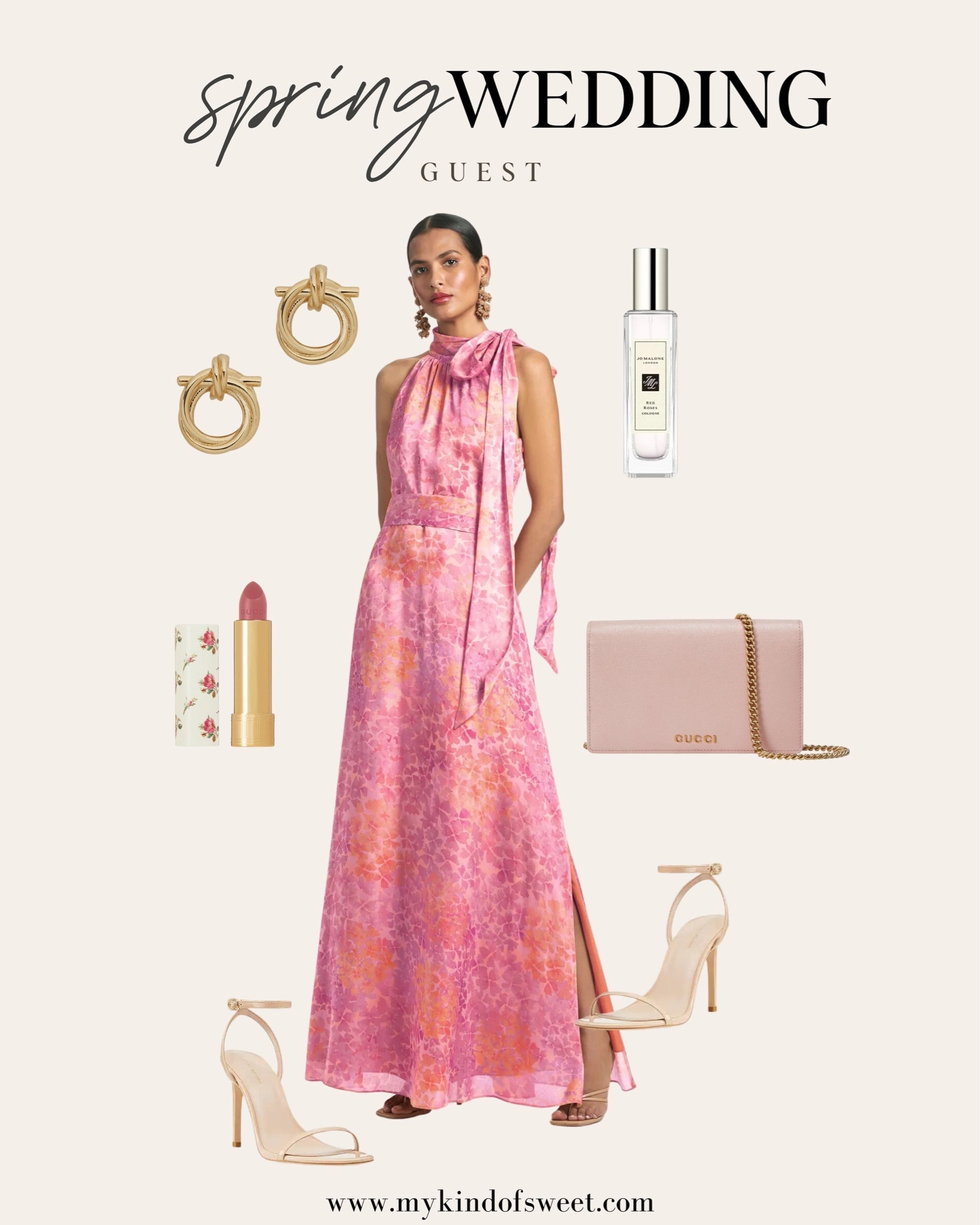 Wedding guest outfit idea. I love this pink tie neck dress and nude heels. 

#LTKstyletip #LTKSeasonal #LTKwedding