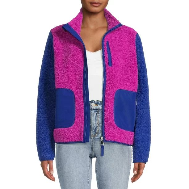 Time and Tru Women’s and Plus Full Zip Faux Sherpa Jacket - Walmart.com | Walmart (US)