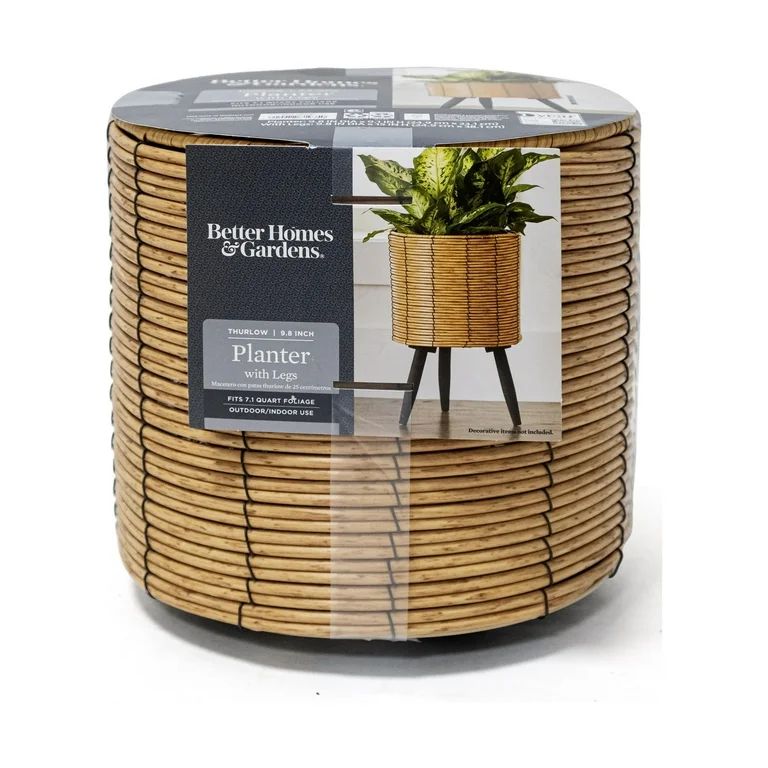 Better Homes and Gardens 9.8 in Resin Thurlow Planter with Black Wood Stand | Walmart (US)