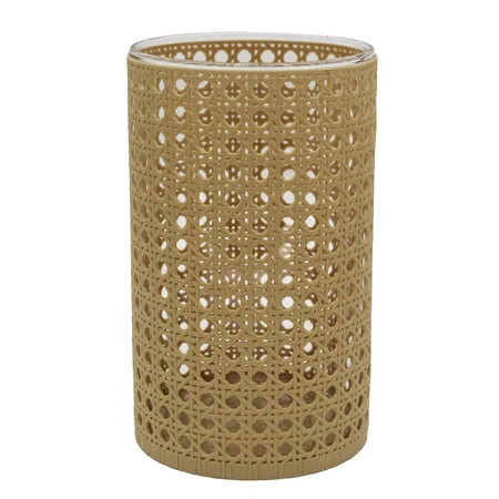 Better Homes & Gardens Clear Glass Hurricane Candleholder Wrapped in Brown Woven Thermoplastic Ru... | Walmart (US)