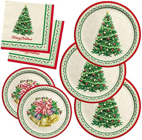 Gatherfun Christmas Party Supplies Kit, Serve 50, Christmas Tree Disposable Dinnerware Includes: ... | Amazon (US)