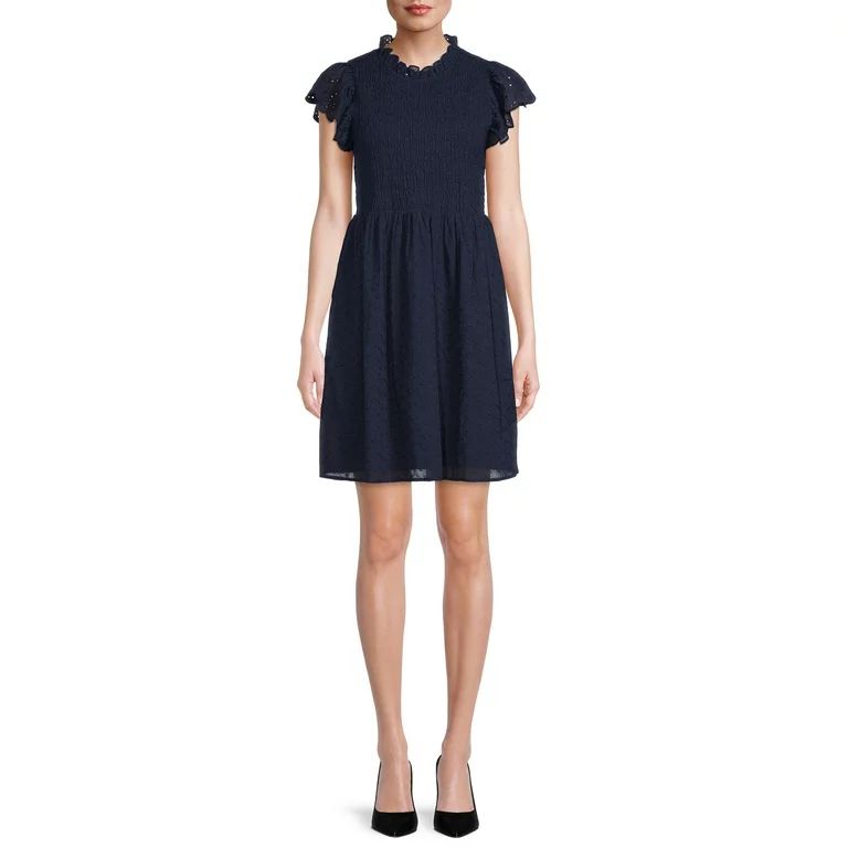 Time and Tru Women's Eyelet Smocked Dress | Walmart (US)