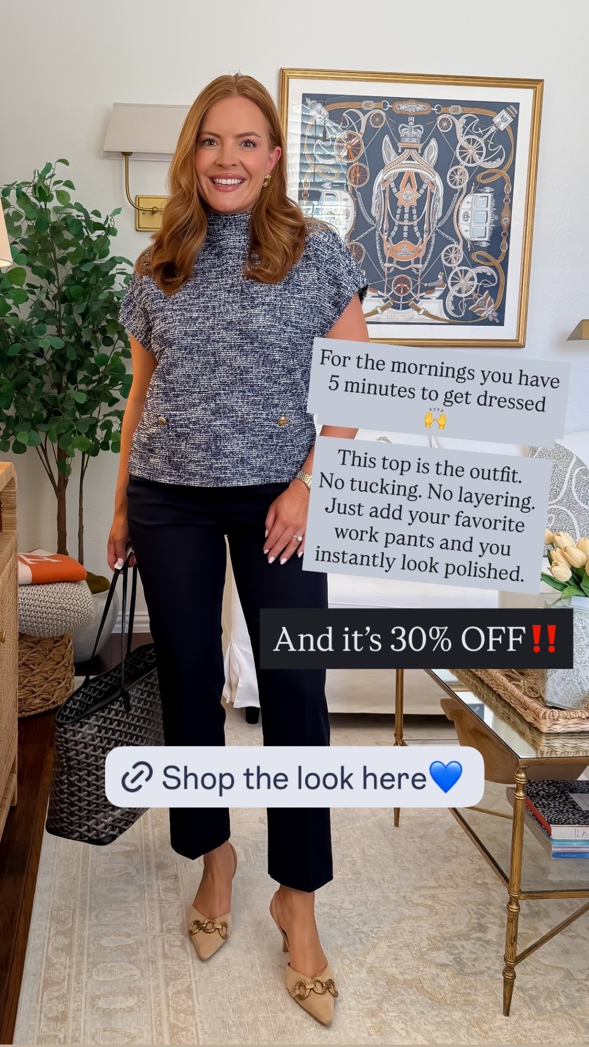 For the mornings you have 5 minutes to get dressed 🙌

This top is the outfit.
No tucking. No layering. Just add your favorite work pants and you instantly look polished. And it’s 30% OFF‼️ @anntaylor