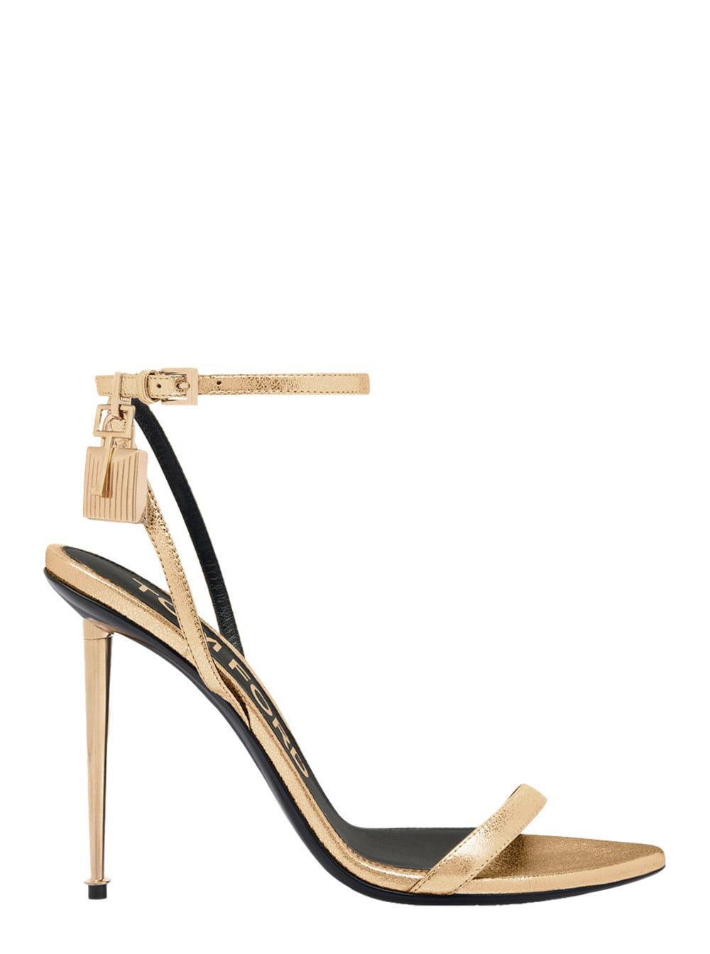Tom Ford Gold Colored Pumps With High Stiletto Heel And Pendant Detail On The Ankle In Patent Leather Woman | Italist.com US