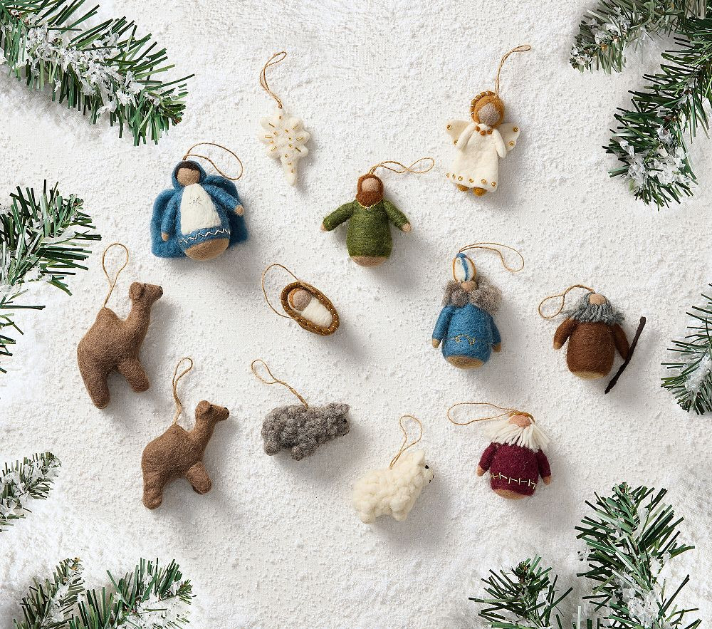 Felted Nativity Scene Ornaments, Set of 12 | Pottery Barn Kids