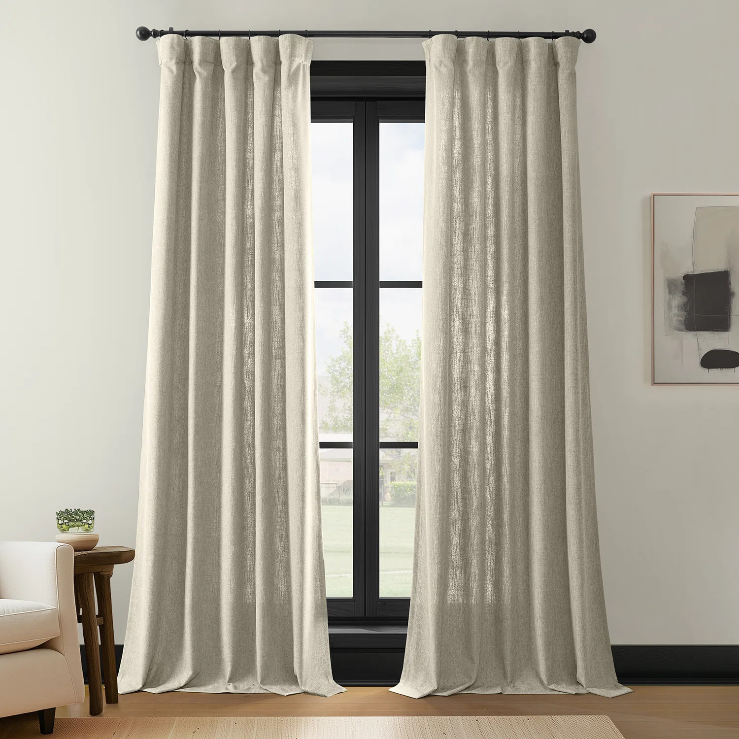 Farmbry Simply Faux Linen Curtains Pair - 2 Panels - Light Filtering Window Curtains | Wayfair North America