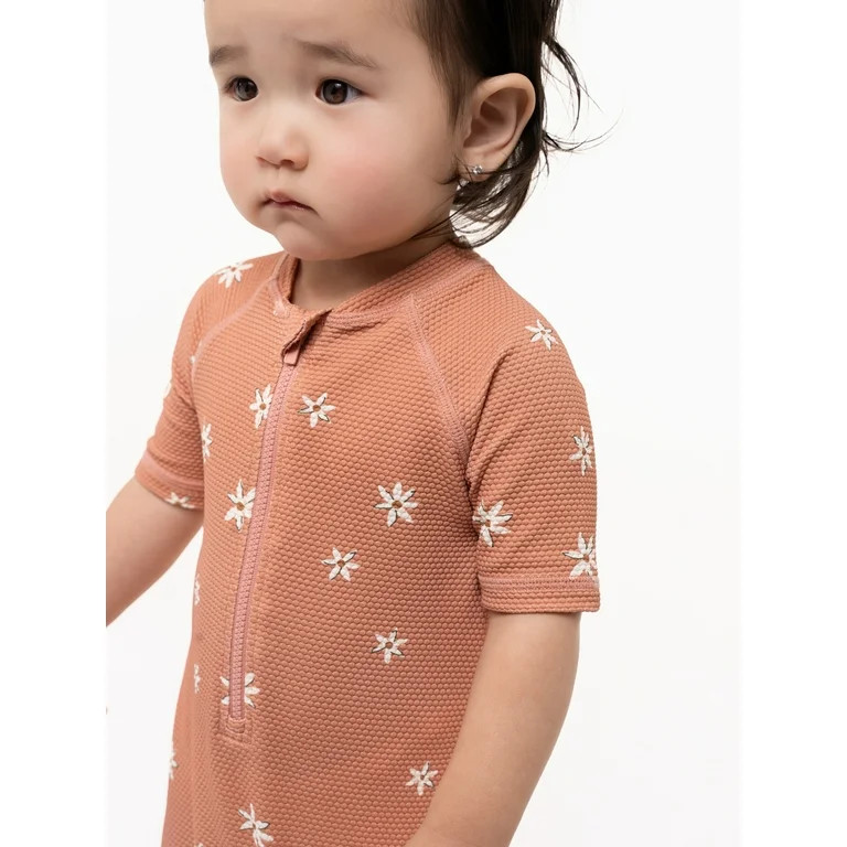 Modern Moments Gerber Baby Rash Guard Swimsuit, 0/3M - 12M, Pink | Walmart (US)