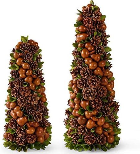 K&K Interiors 53509C-BR, Set of 2 Brown Gourd and Pinecone Cone Trees (Grad Sizes) | Amazon (US)