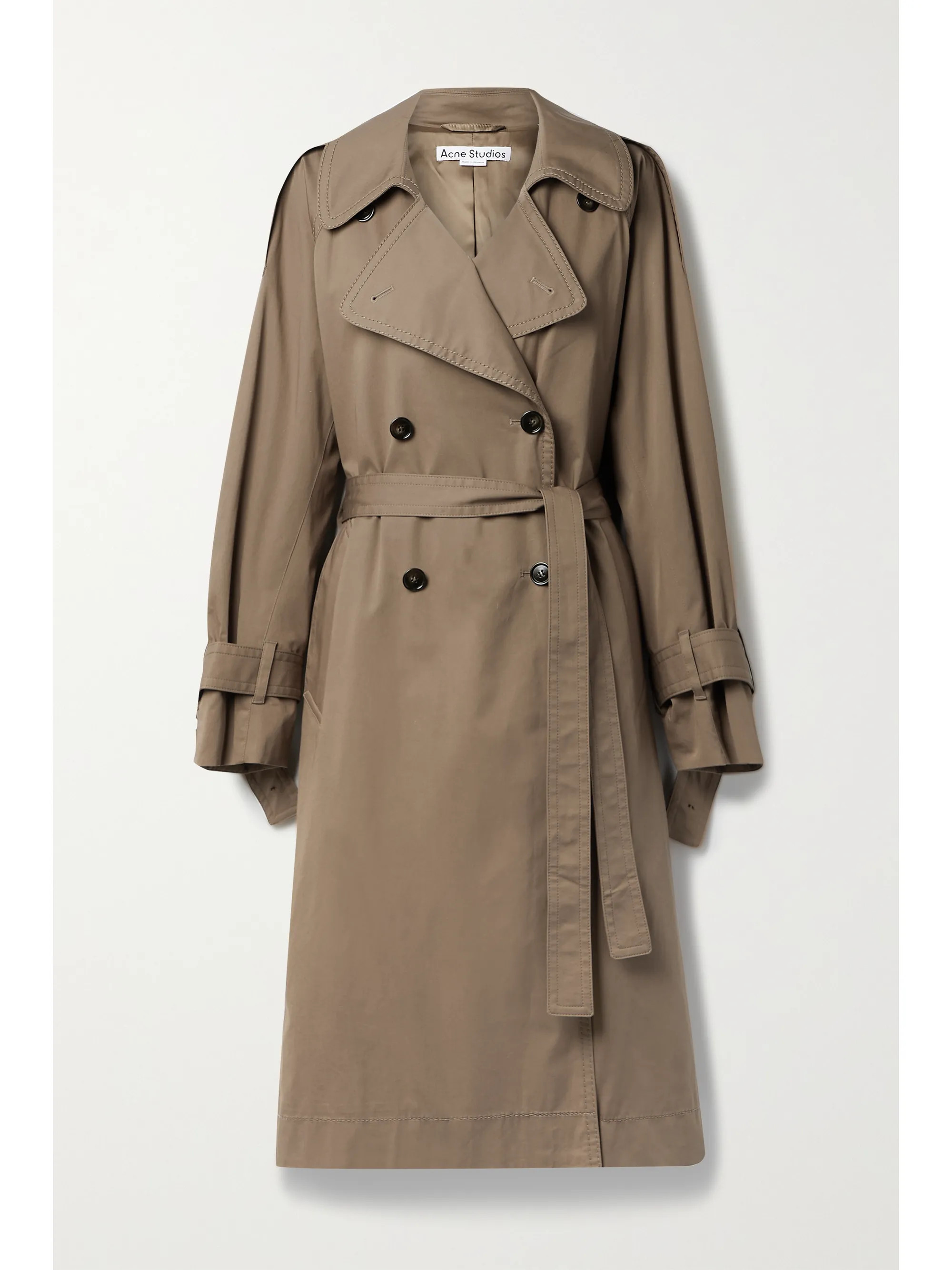 +NET SUSTAIN belted double-breasted organic cotton-blend gabardine trench coat | NET-A-PORTER (US)