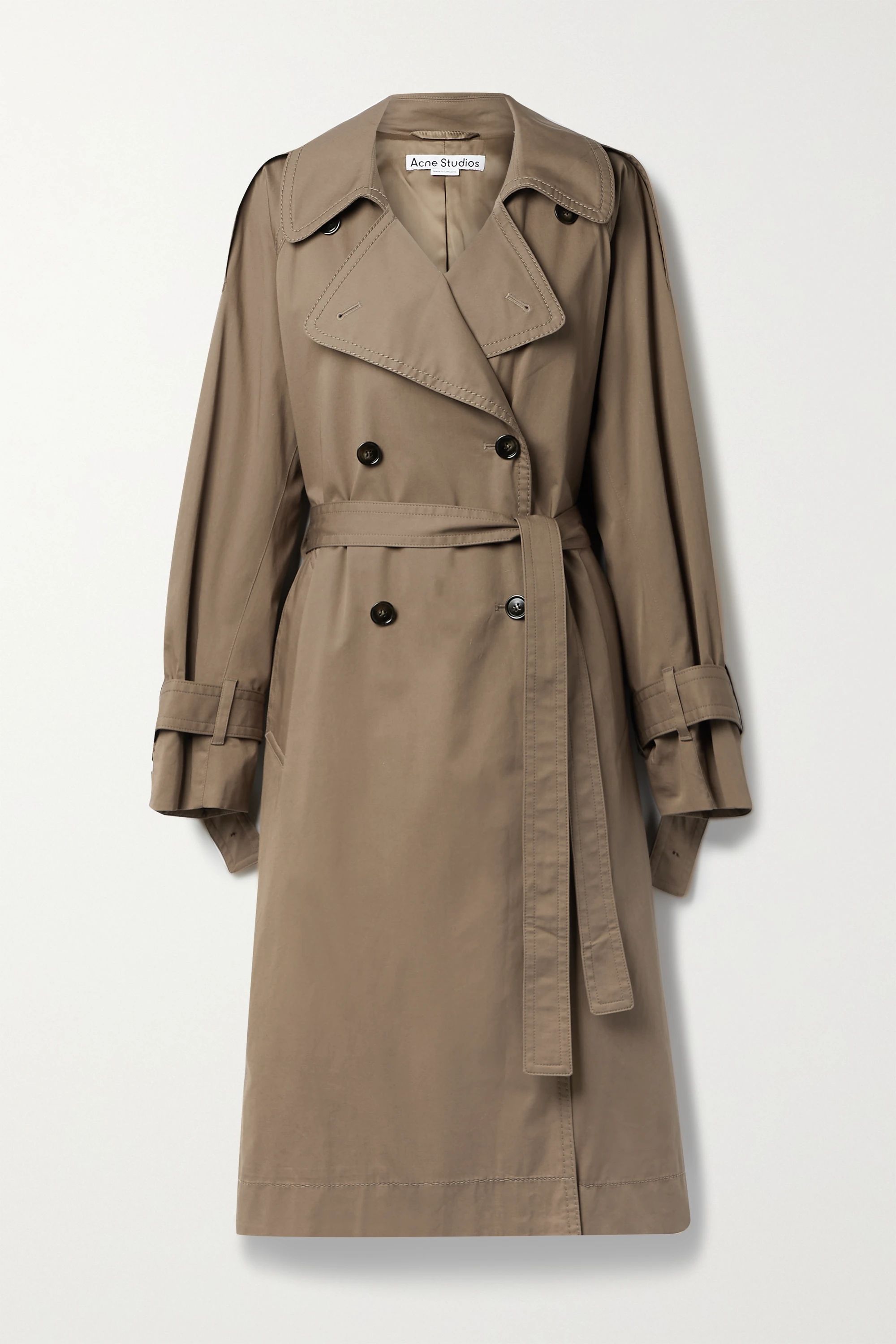 +NET SUSTAIN belted double-breasted organic cotton-blend gabardine trench coat | NET-A-PORTER (US)