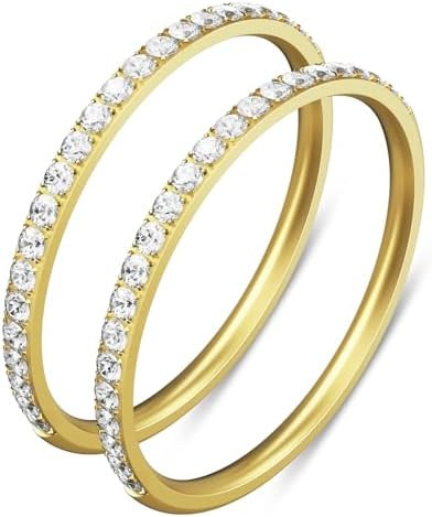2-Pack 14K Gold Plated Stacking Rings for Oura Gen 4/Oura Gen 3, Cubic Zirconia Simulated Diamond... | Amazon (US)