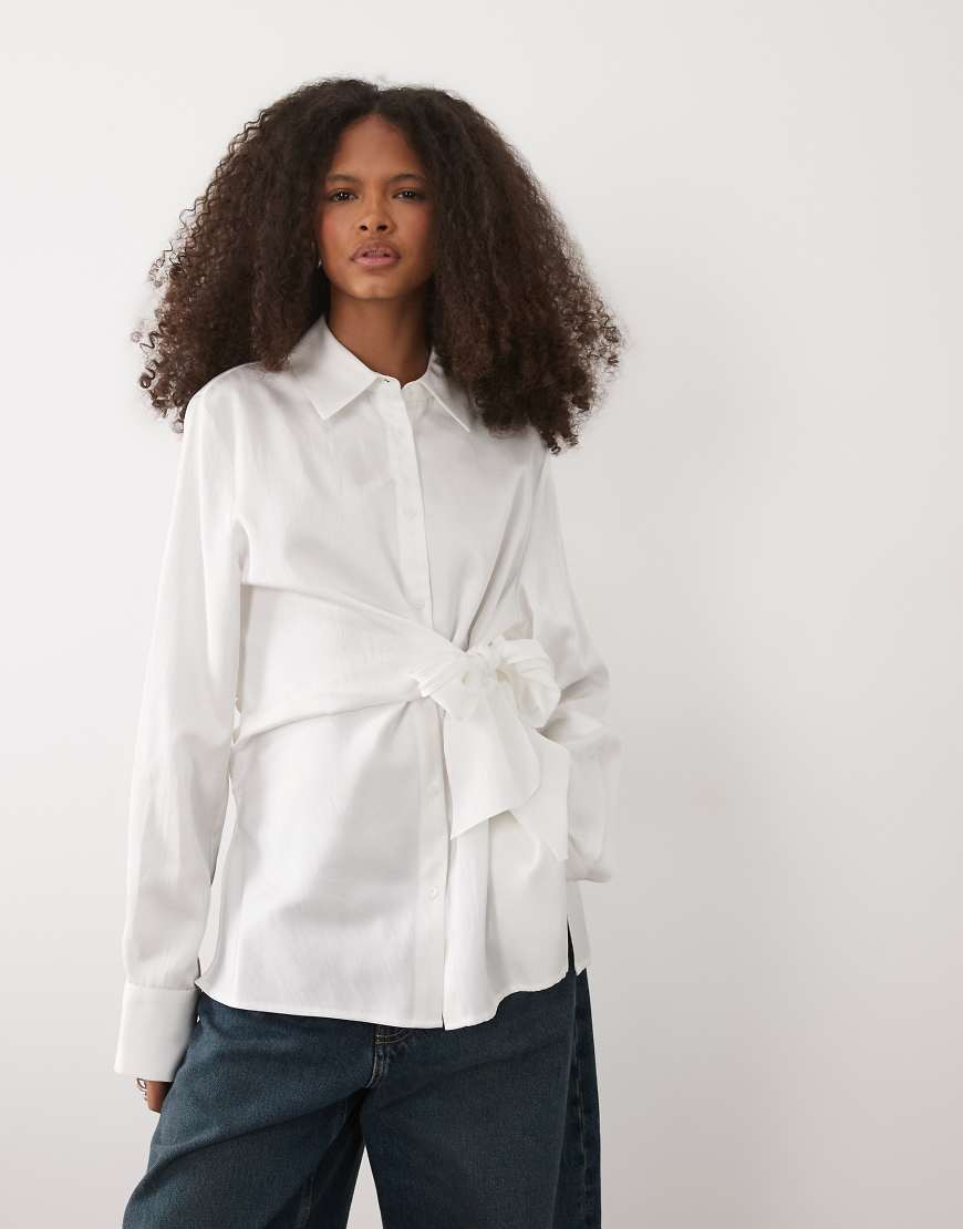 Mango tie waist shirt in white | ASOS (Global)