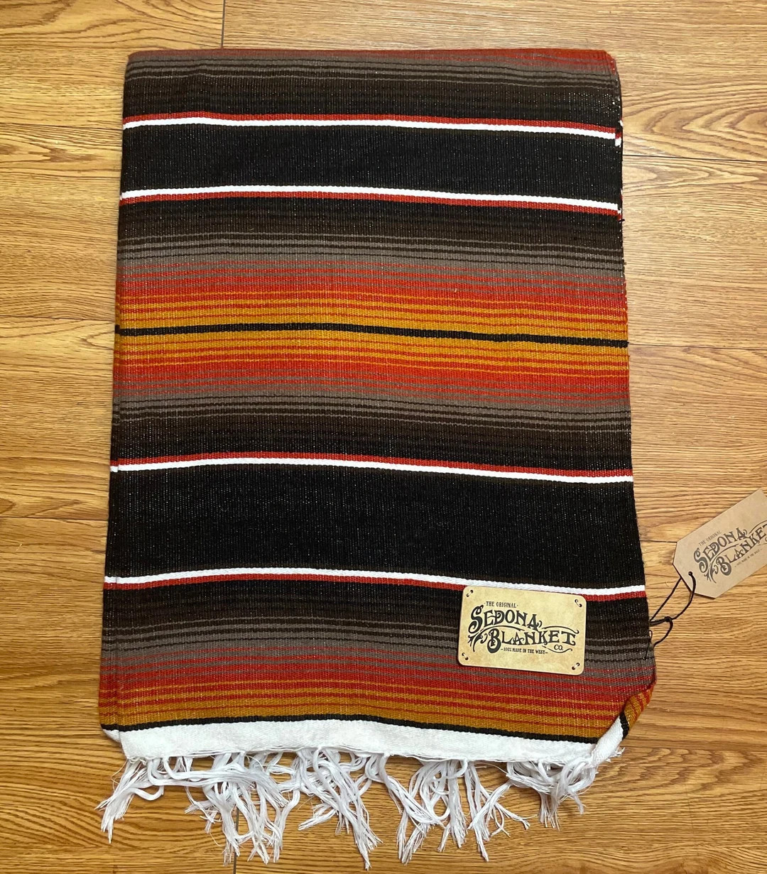 Premium Saltillo Serape Striped Earth Tones Fringed Throw Blanket by Sedona Blanket Co. | Etsy (Global)