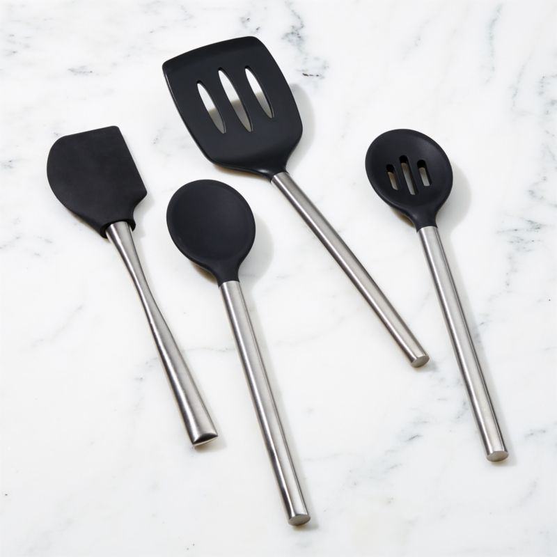 Tovolo Black Silicone Utensils, Set of 4 + Reviews | Crate and Barrel | Crate & Barrel