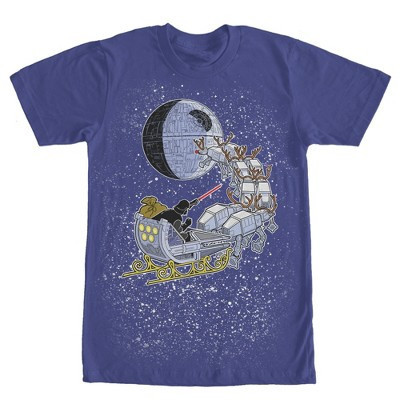 Men's Star Wars Christmas Darth Vader Santa's Sleigh  T-Shirt - Royal - X Large | Target