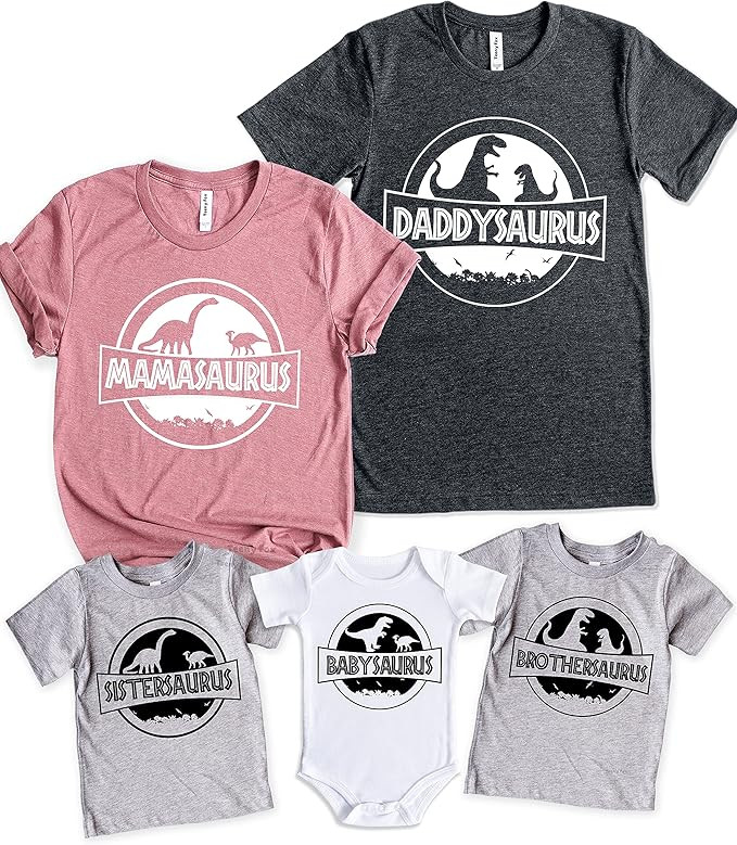 Teeny Fox Saurus Dinosaur Family Cute Matching Outfits Couple Shirts | Amazon (US)