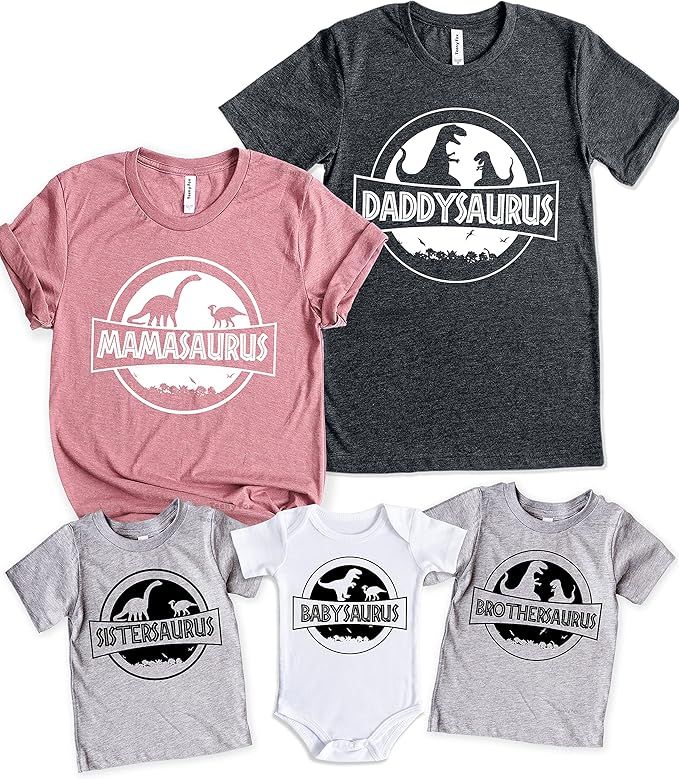 Teeny Fox Saurus Dinosaur Family Cute Matching Outfits Couple Shirts | Amazon (US)