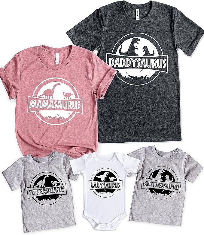 Teeny Fox Saurus Dinosaur Family Cute Matching Outfits Couple Shirts | Amazon (US)