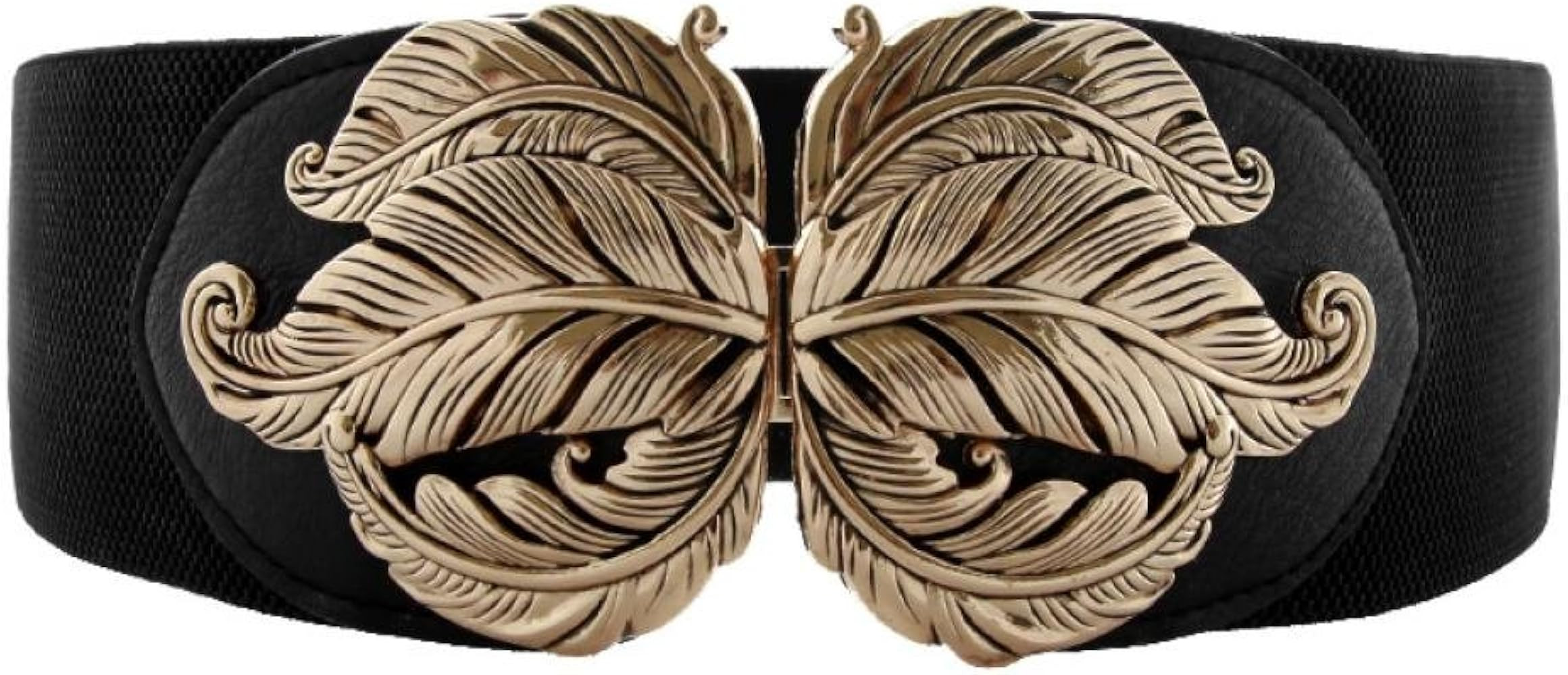 VOCHIC Vintage Stretch Wide Waist Belt For Women Dress Waistband Metal Leaf Buckle | Amazon (US)