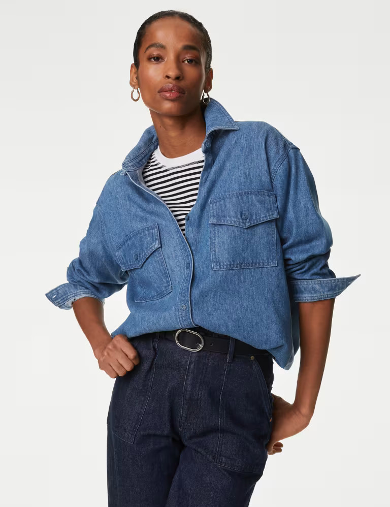 Lyocell™ Denim Collared Relaxed Shirt | Marks & Spencer (UK)