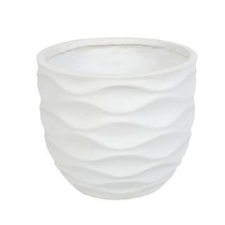 White Wavy Design MgO Fiberclay Planter | The Home Depot